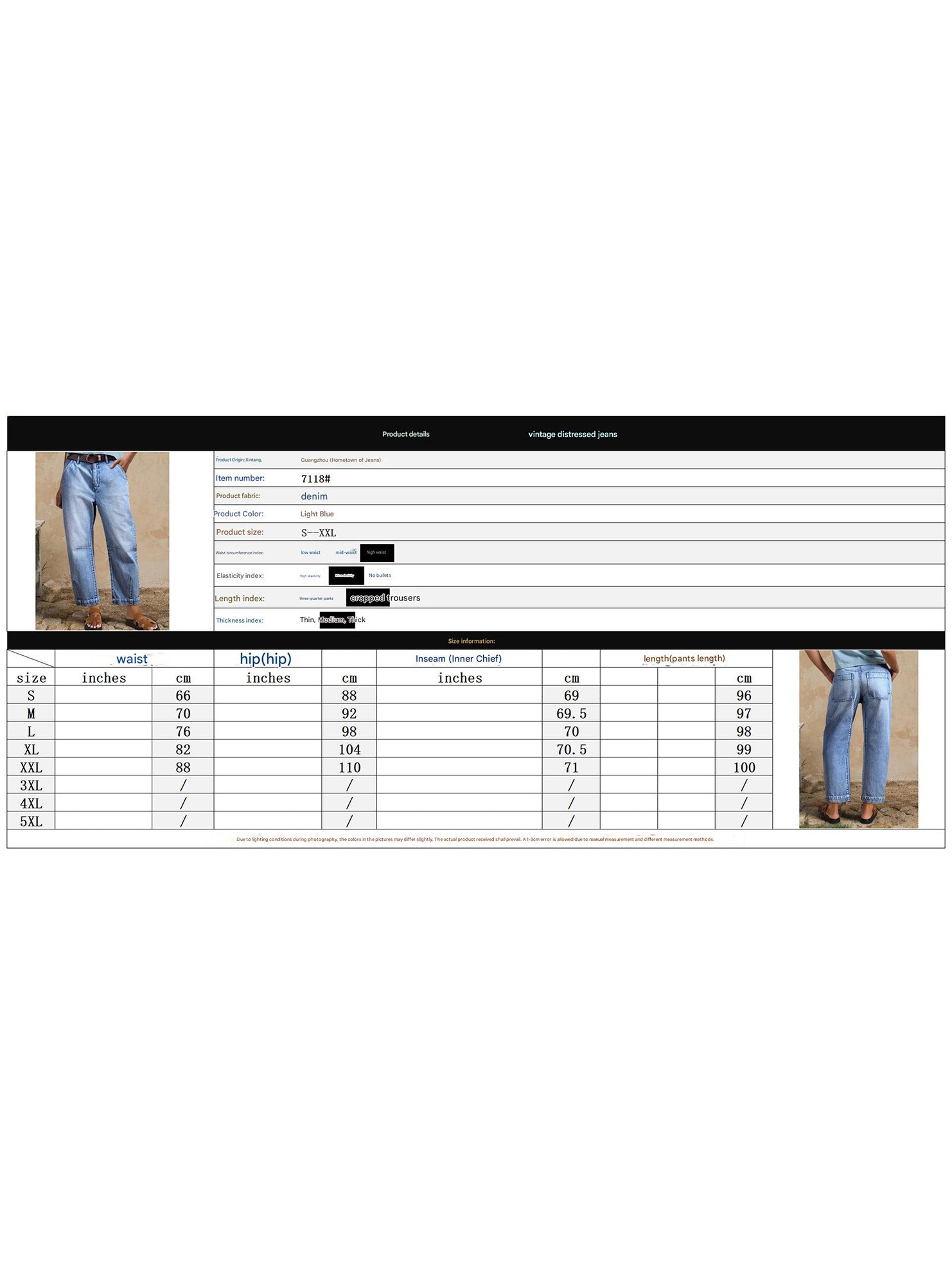 Wide Leg Cropped Denim Jeans
