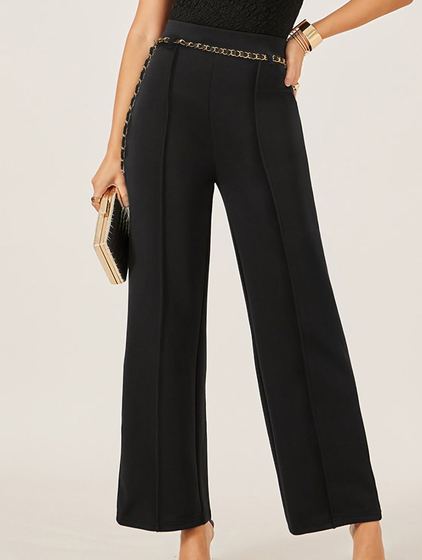 High Waist Straight Office Cropped Pants