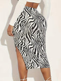 High-waisted zebra-print skirt