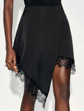 Lace Patchwork Irregular A Line Midi Skirt_CWBMS00559