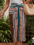 Vintage Floral Slit High Waist A Line Skirt_CWBMS00562