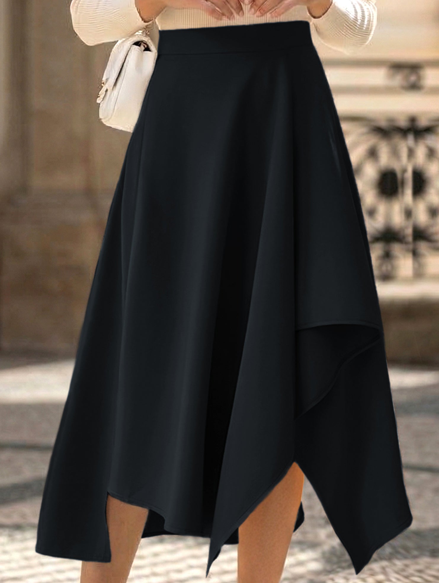 Irregular A Line Midi Skirt