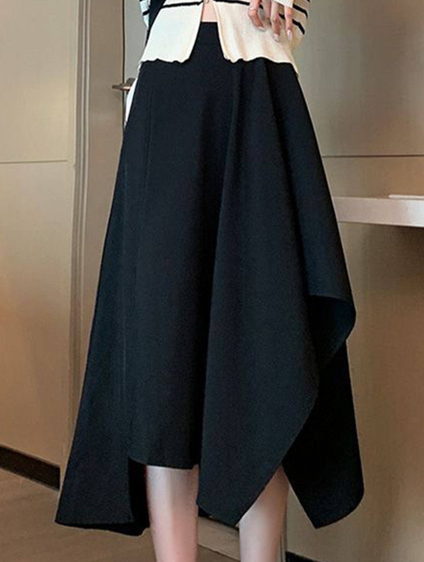 Irregular A Line Midi Skirt