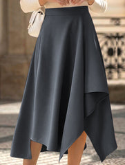 Irregular A Line Midi Skirt