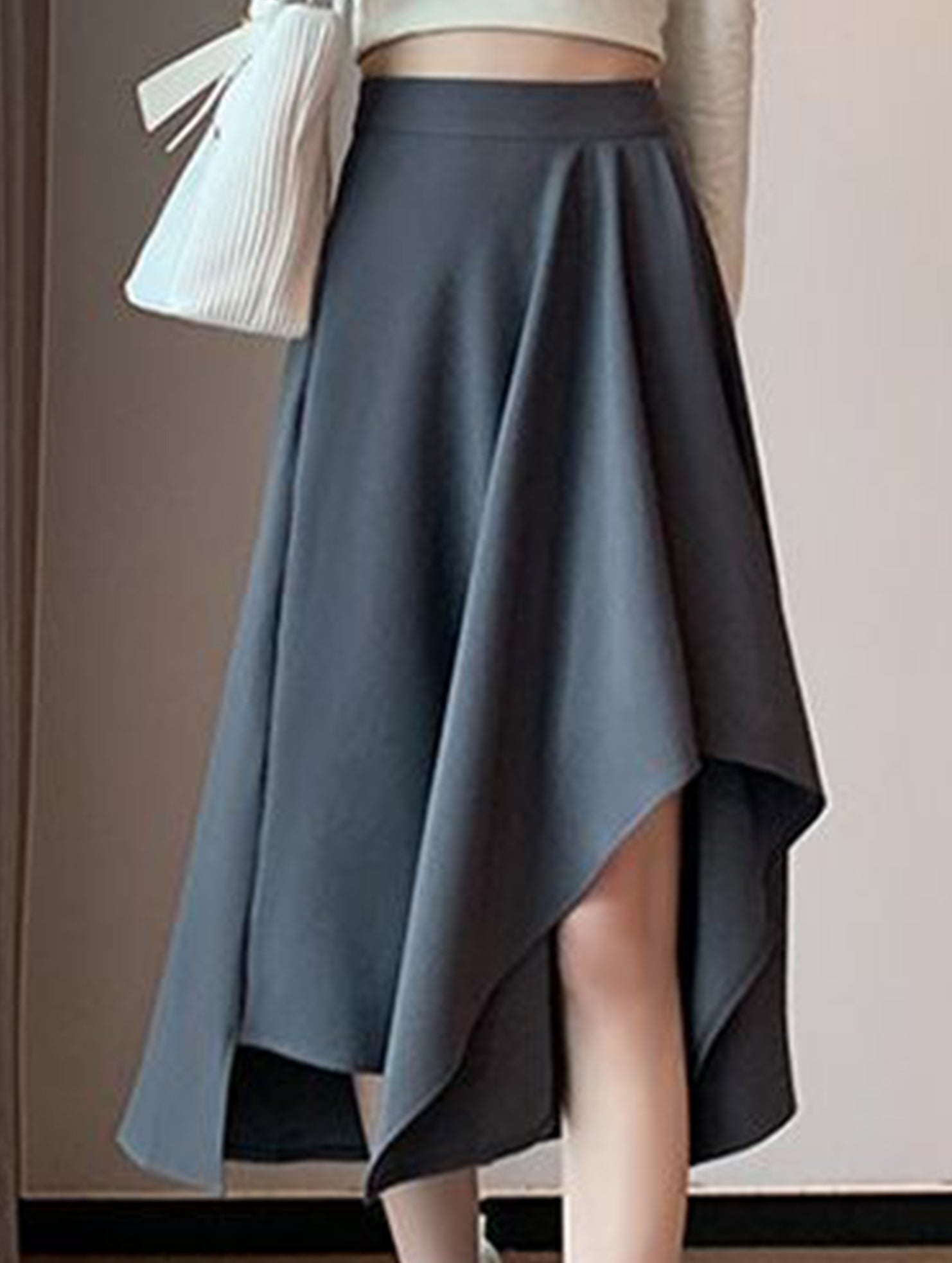 Irregular A Line Midi Skirt