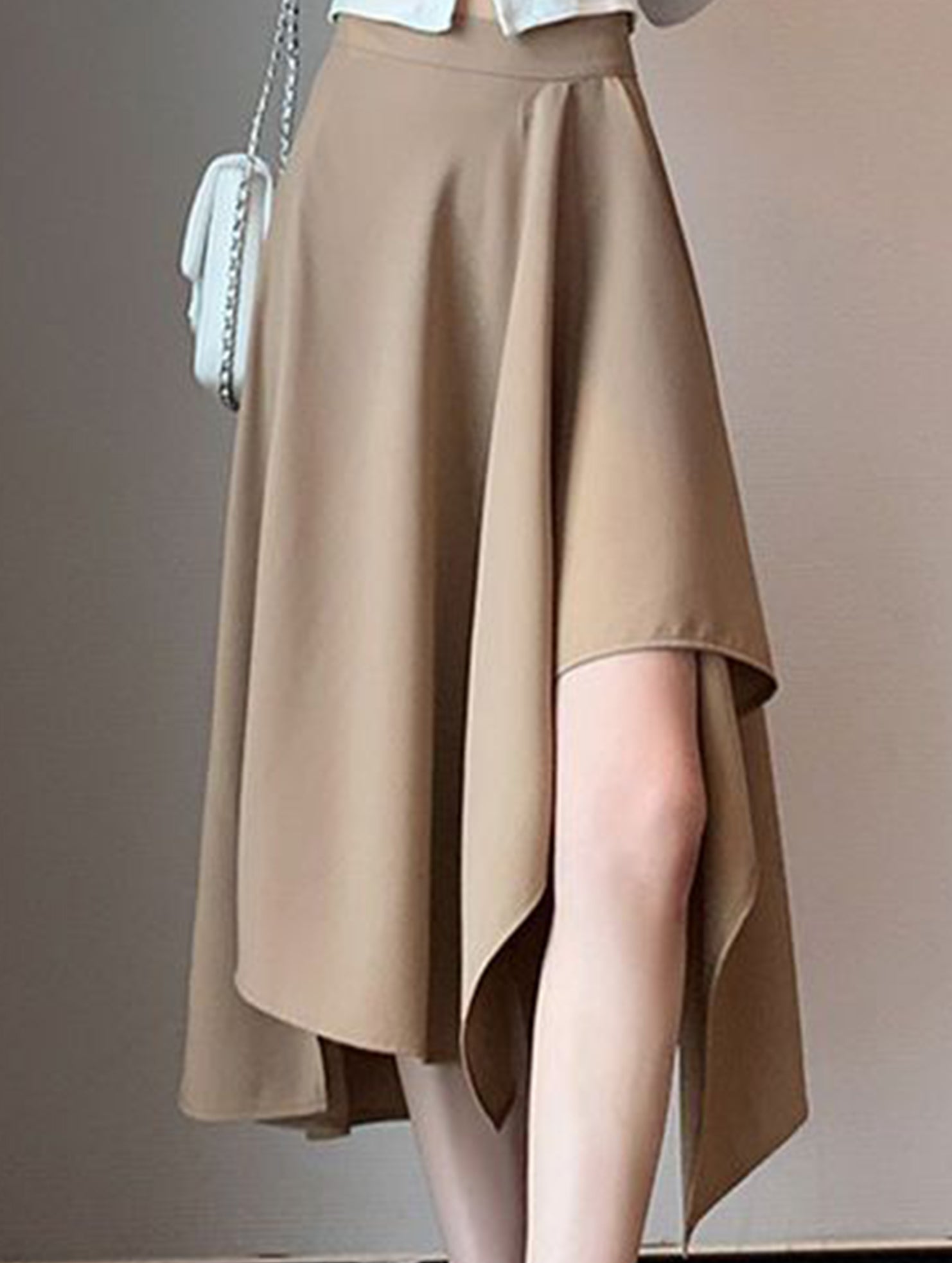 Irregular A Line Midi Skirt