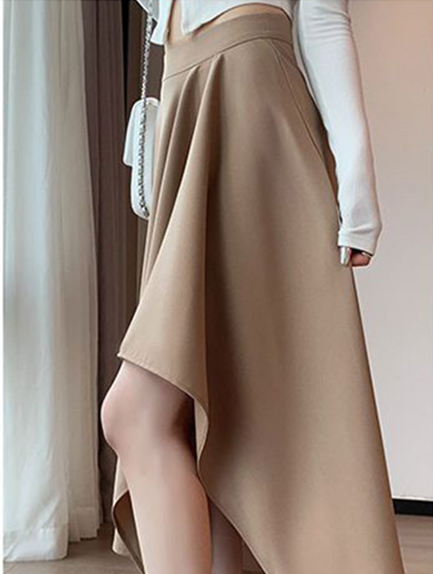 Irregular A Line Midi Skirt