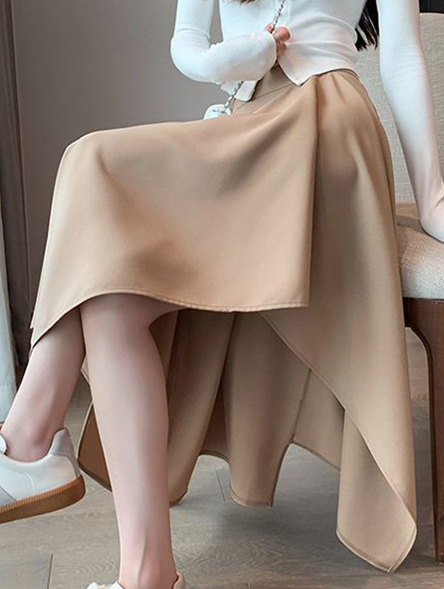 Irregular A Line Midi Skirt