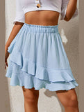 Women Ruffled High Elastic Waist Short Skirt_Cwbms0063