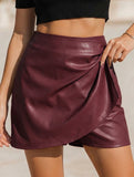 sexy leather culottes with pleats and low waist