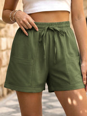 Women's drawstring elastic waist loose shorts