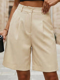High Waist Wide Leg Suit Shorts