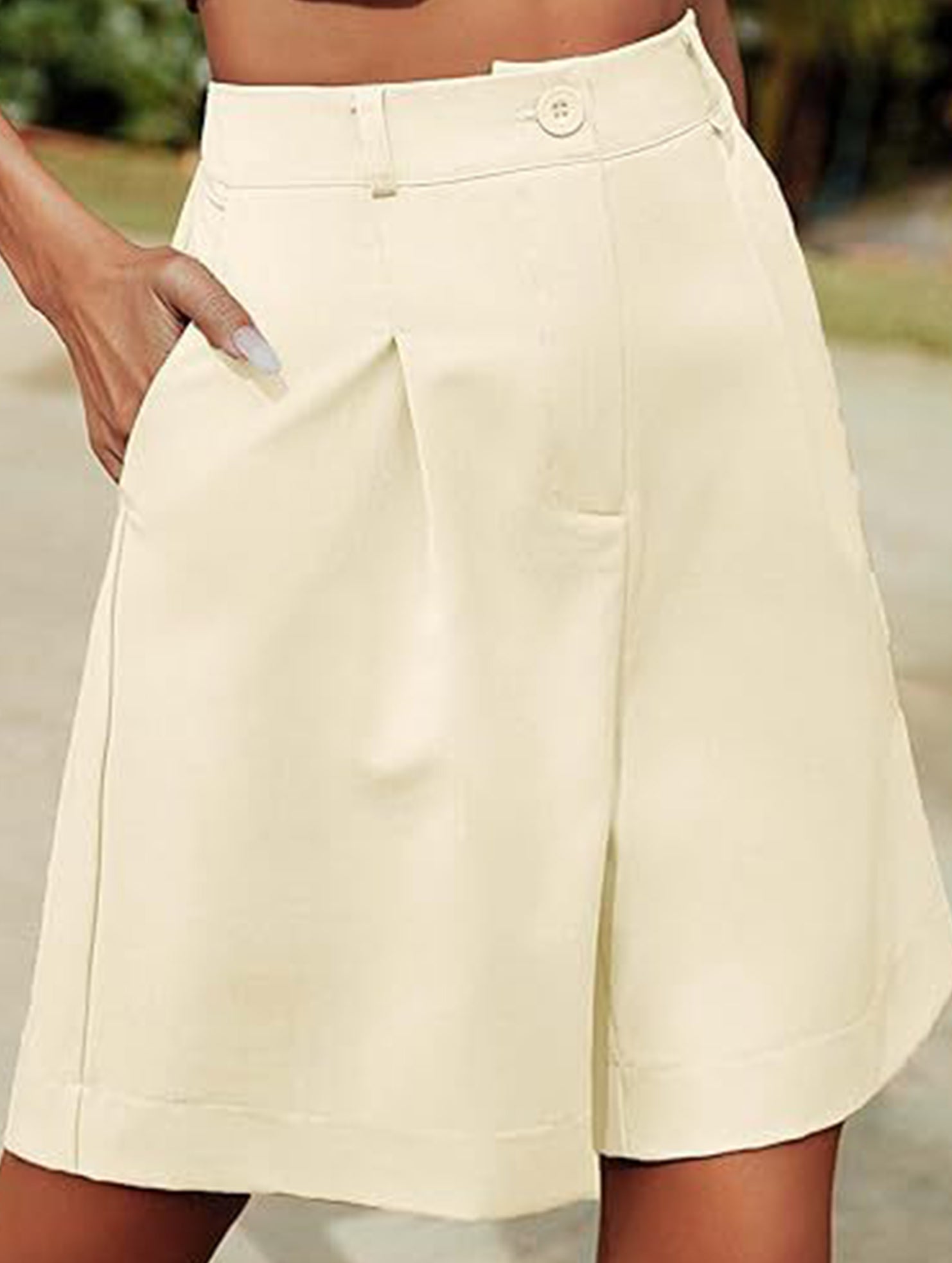 High Waist Wide Leg Suit Shorts