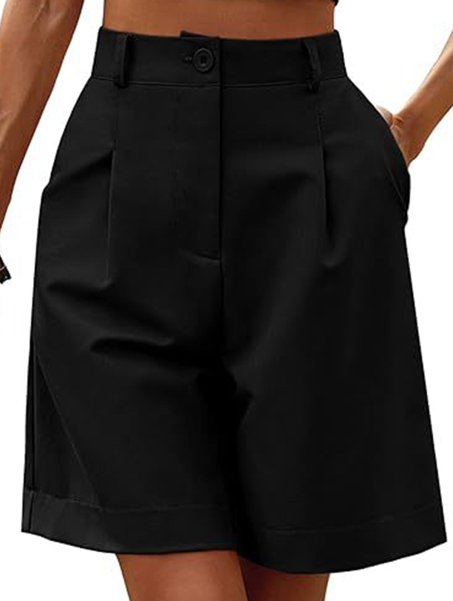 High Waist Wide Leg Suit Shorts