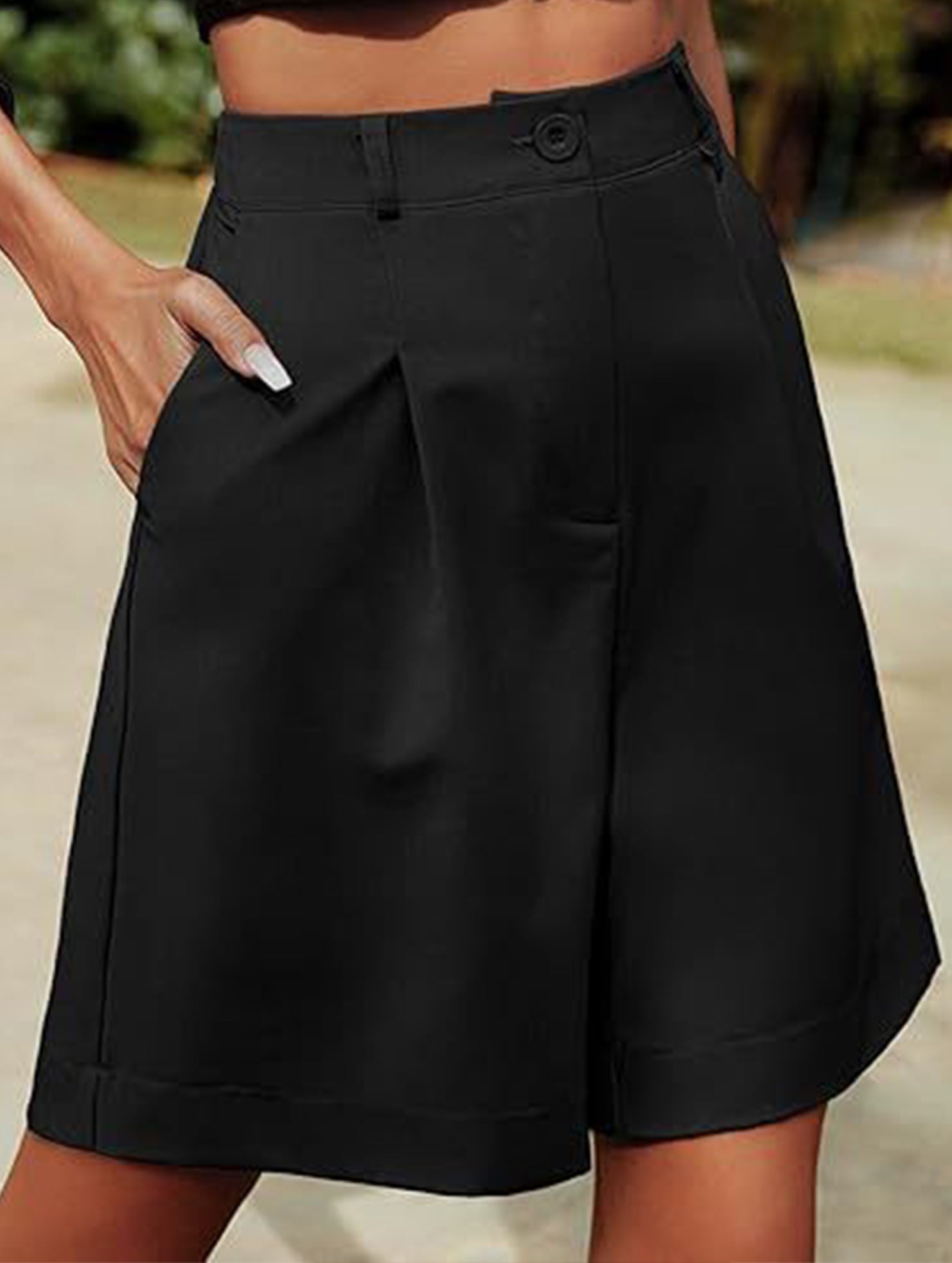 High Waist Wide Leg Suit Shorts
