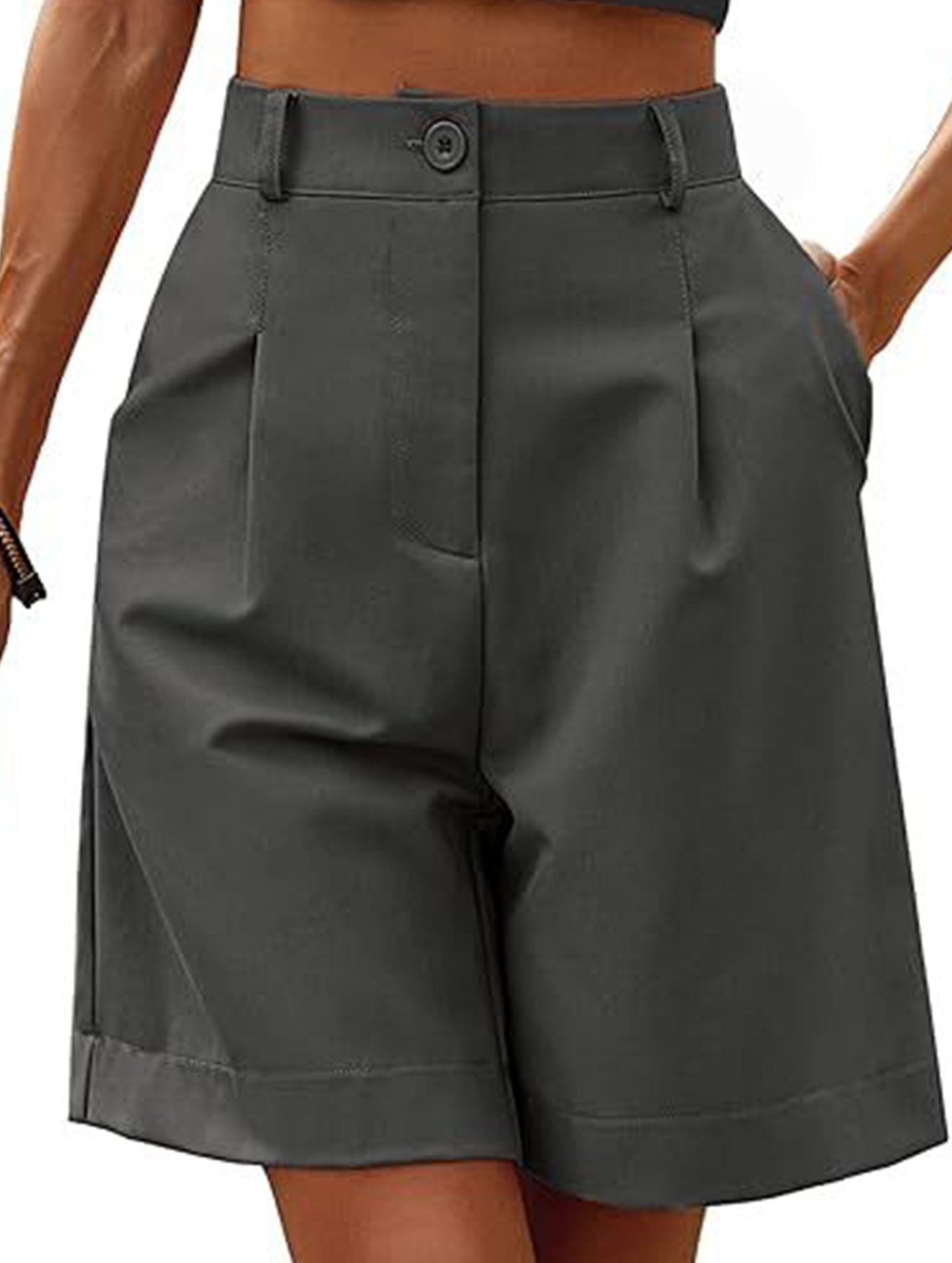 High Waist Wide Leg Suit Shorts