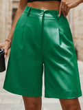 High Waist Wide Leg Suit Shorts