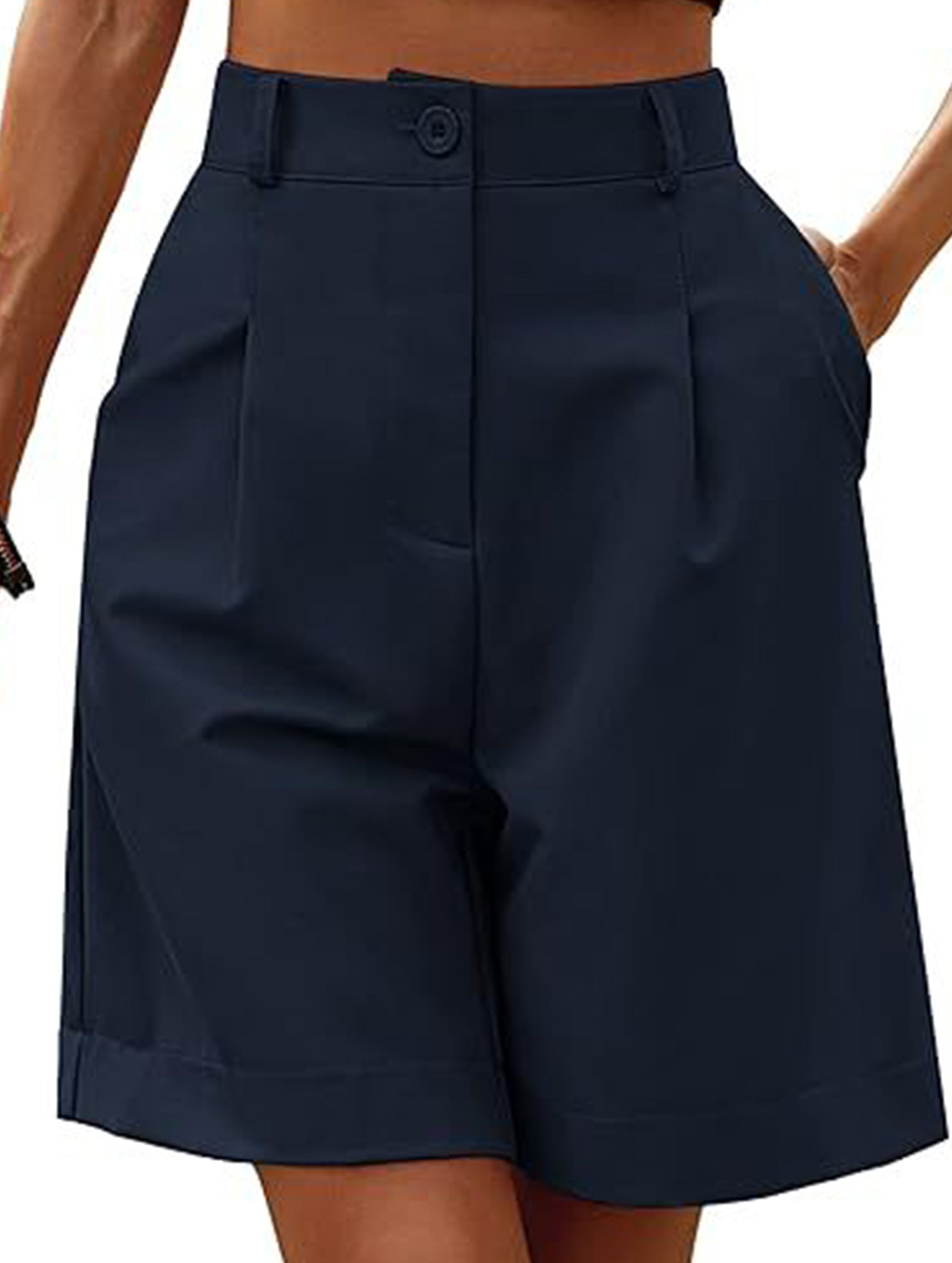 High Waist Wide Leg Suit Shorts