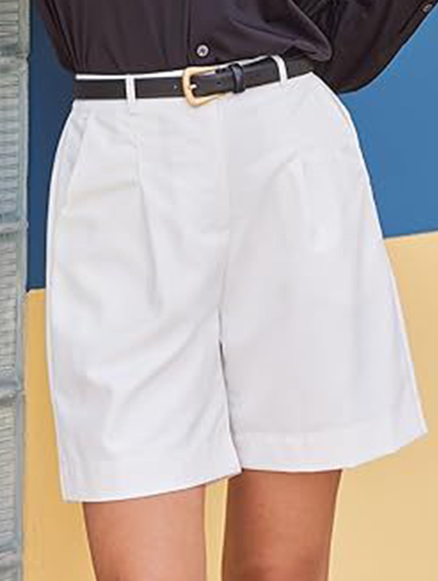 High Waist Wide Leg Suit Shorts