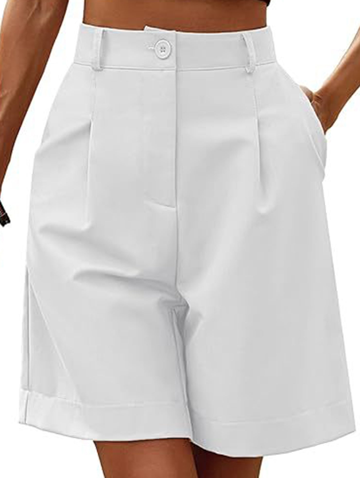 High Waist Wide Leg Suit Shorts