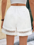Lace Embroidery White Shorts