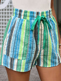 Stripe Drawstring Beach Shorts