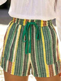 Stripe Drawstring Beach Shorts