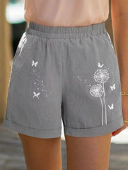 Dandelion Print Linen Pocket Shorts