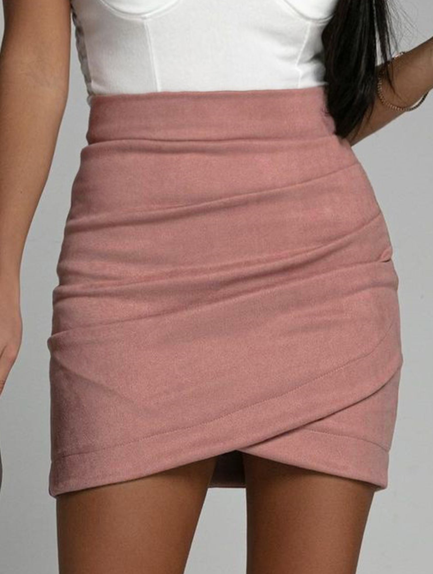 Irregular zipper mini skirt