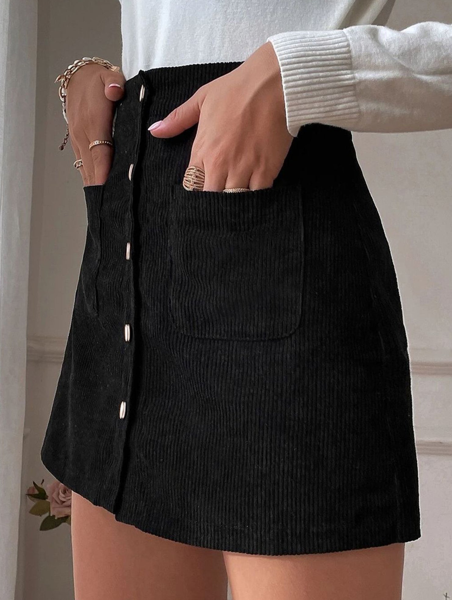 Bodycon Single-breasted Slim Fit Midi Skirt