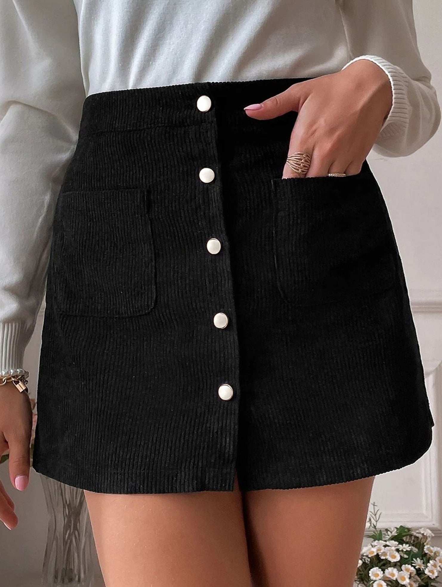 Bodycon Single-breasted Slim Fit Midi Skirt