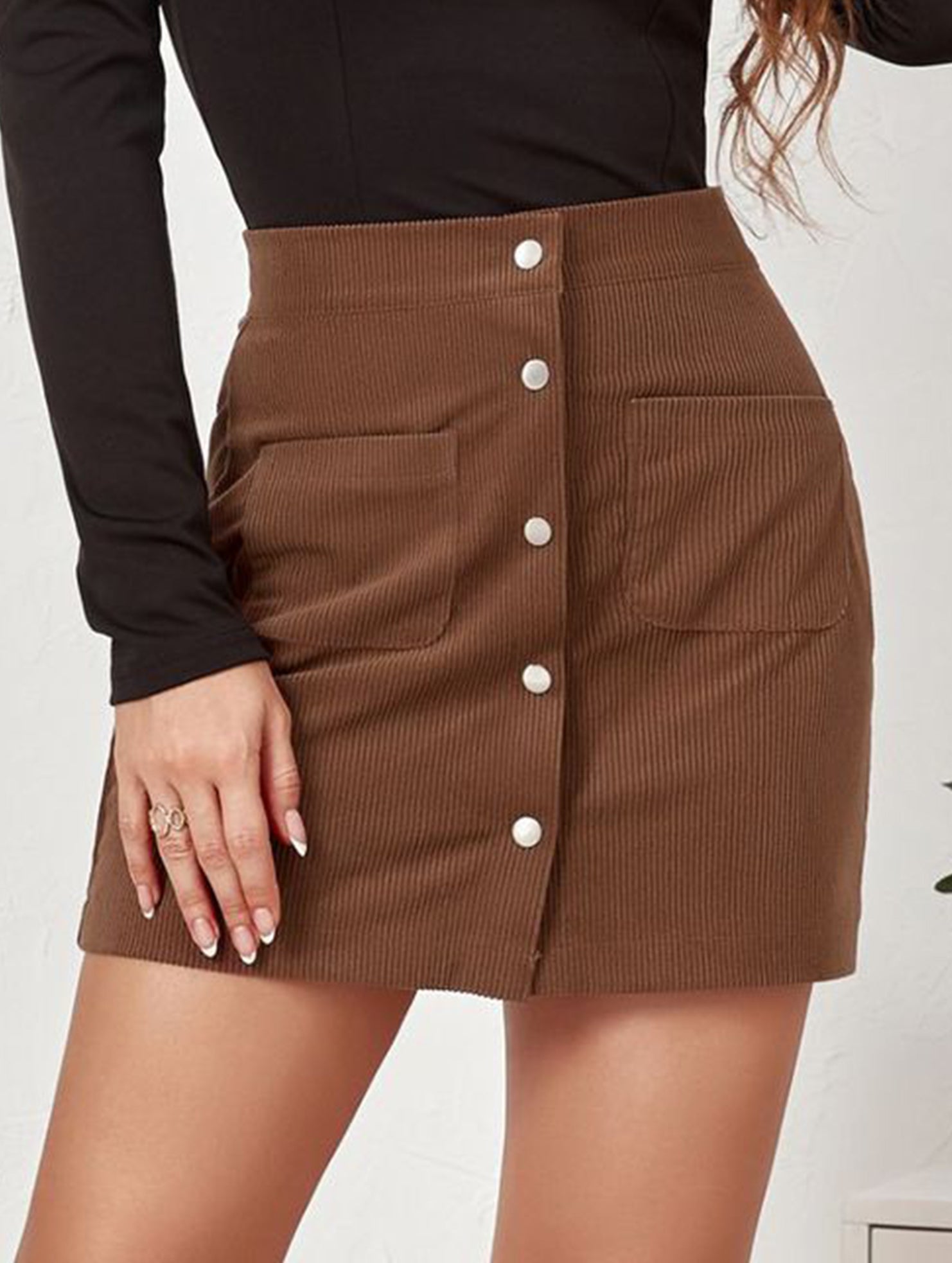 Bodycon Single-breasted Slim Fit Midi Skirt