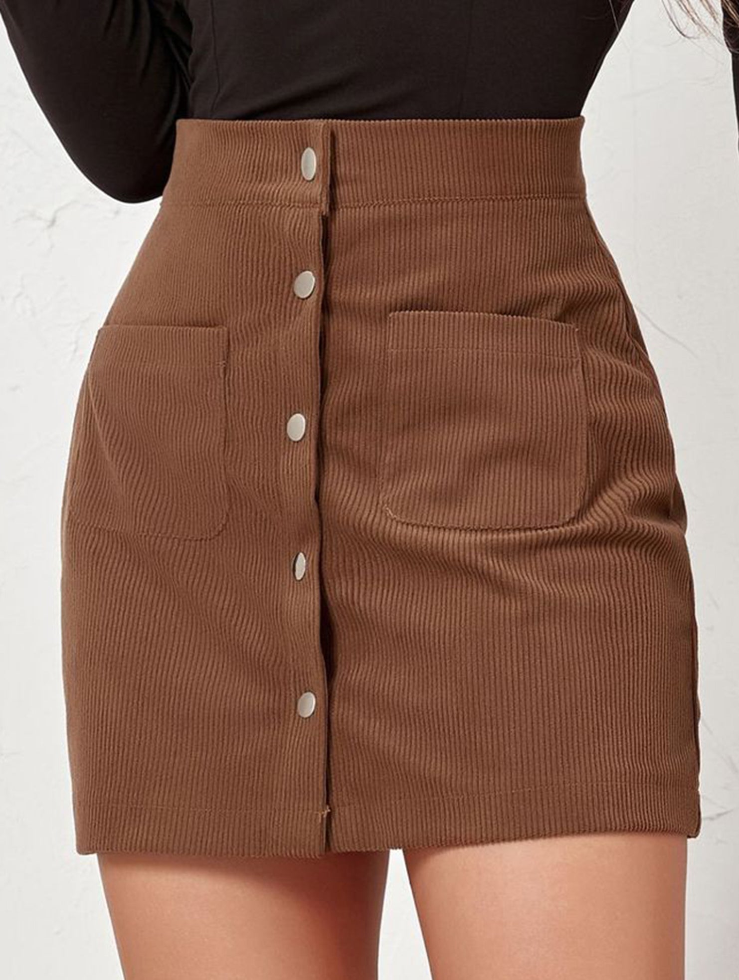 Bodycon Single-breasted Slim Fit Midi Skirt