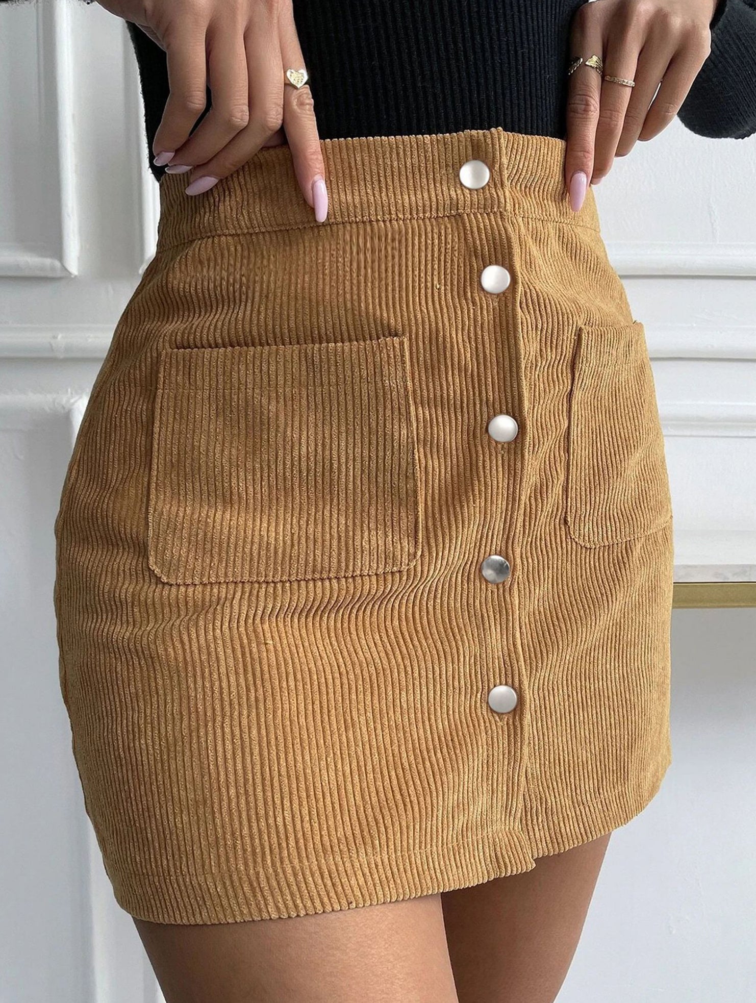 Bodycon Single-breasted Slim Fit Midi Skirt