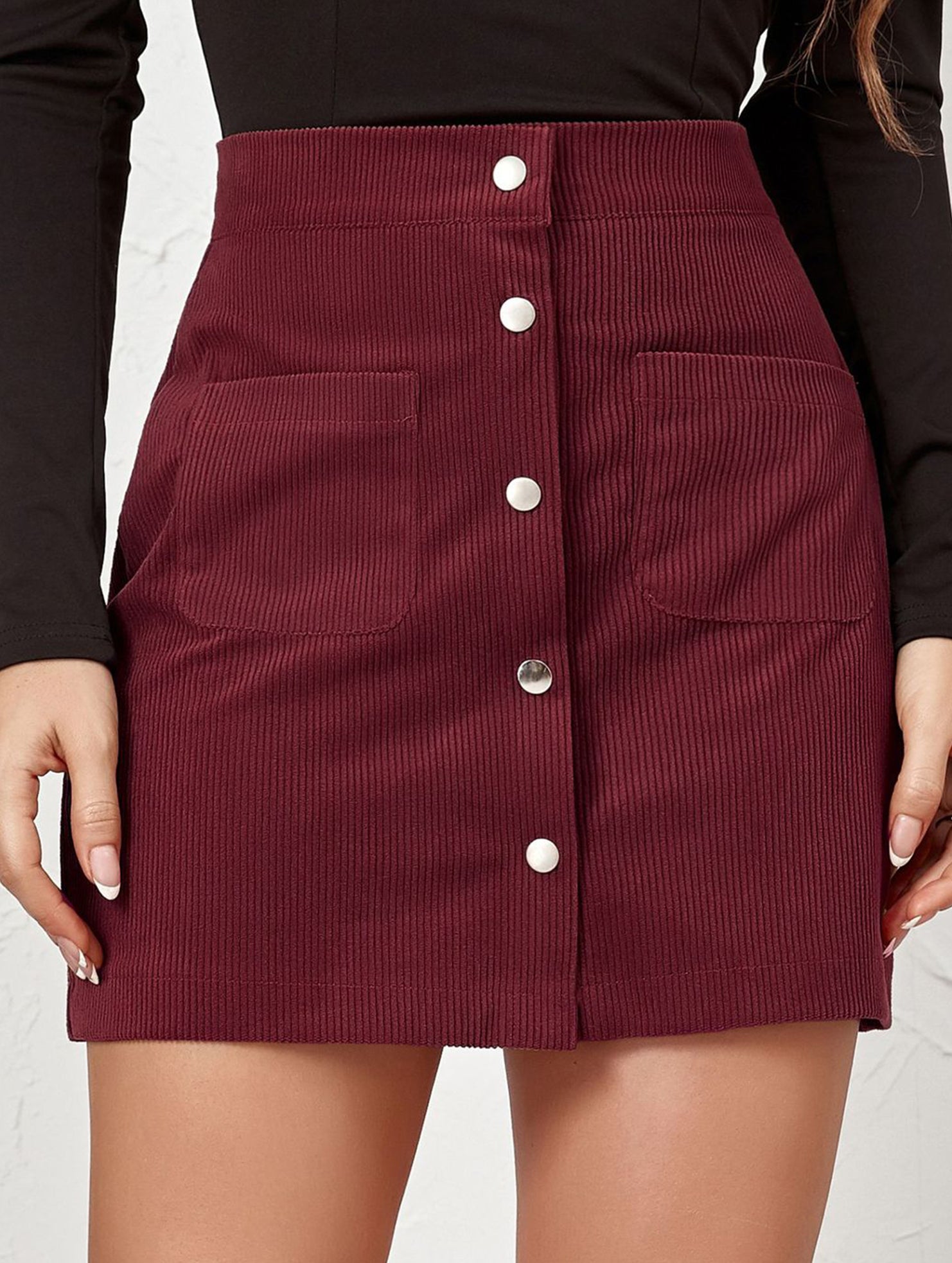 Bodycon Single-breasted Slim Fit Midi Skirt