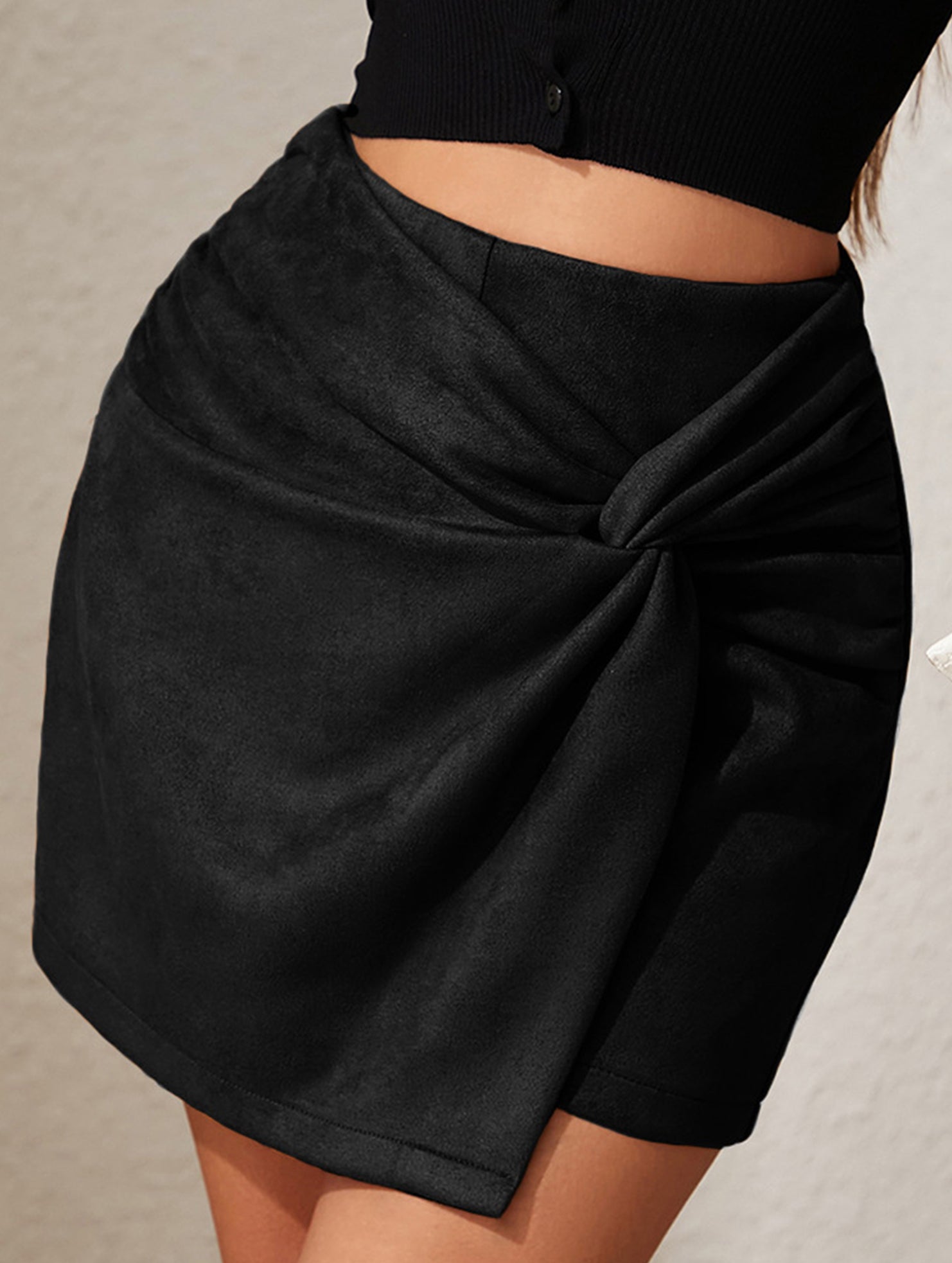 Retro irregular knotted midi skirt