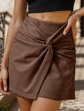 Retro irregular knotted midi skirt