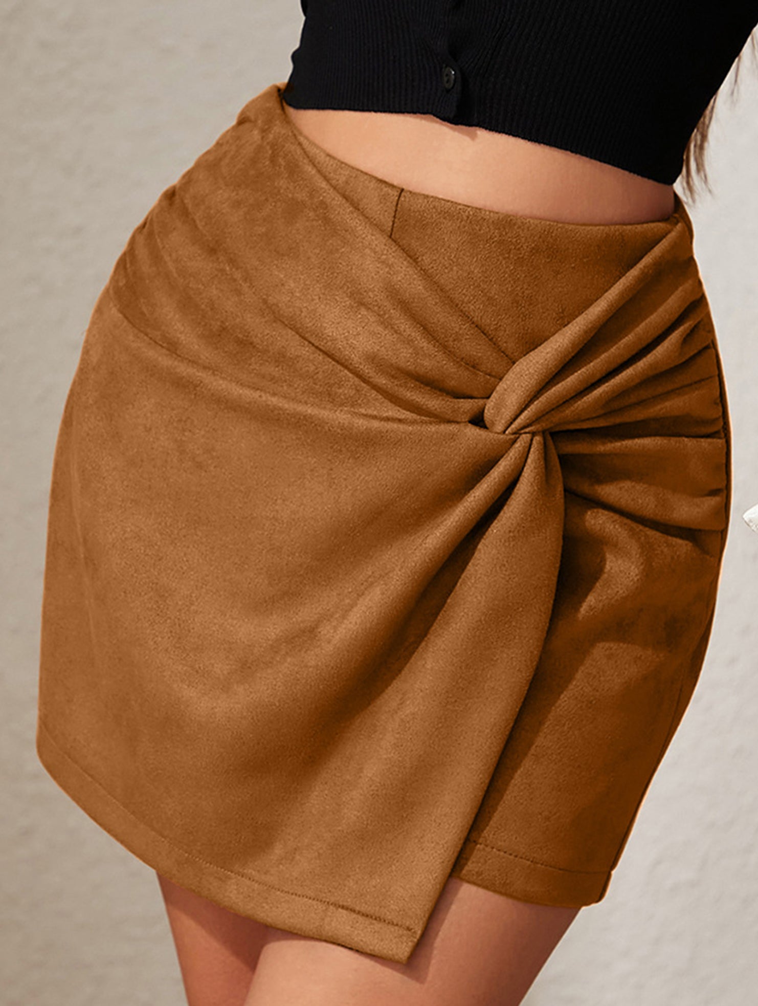 Retro irregular knotted midi skirt