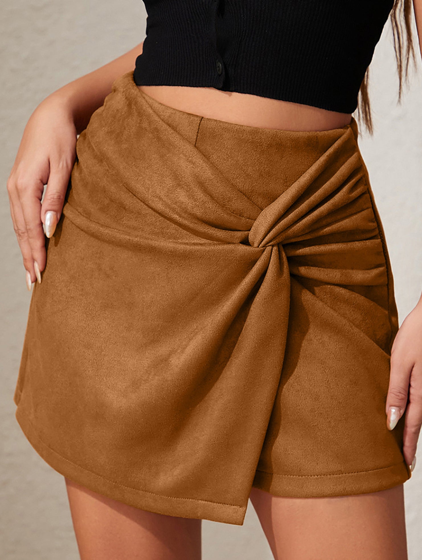 Retro irregular knotted midi skirt