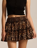 Fashionable high-waisted elastic midi skirt