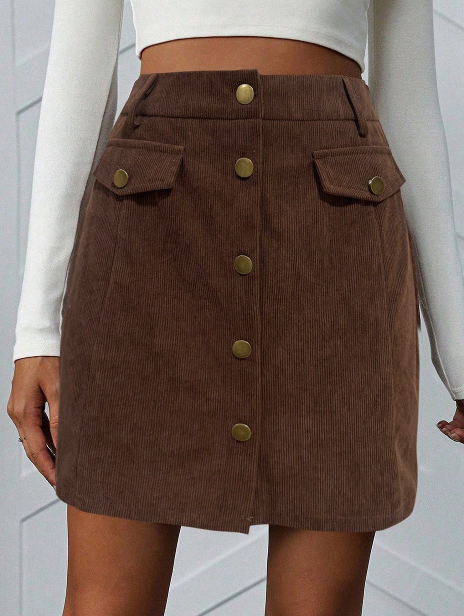 Ribbed solid color high-waisted mini skirt