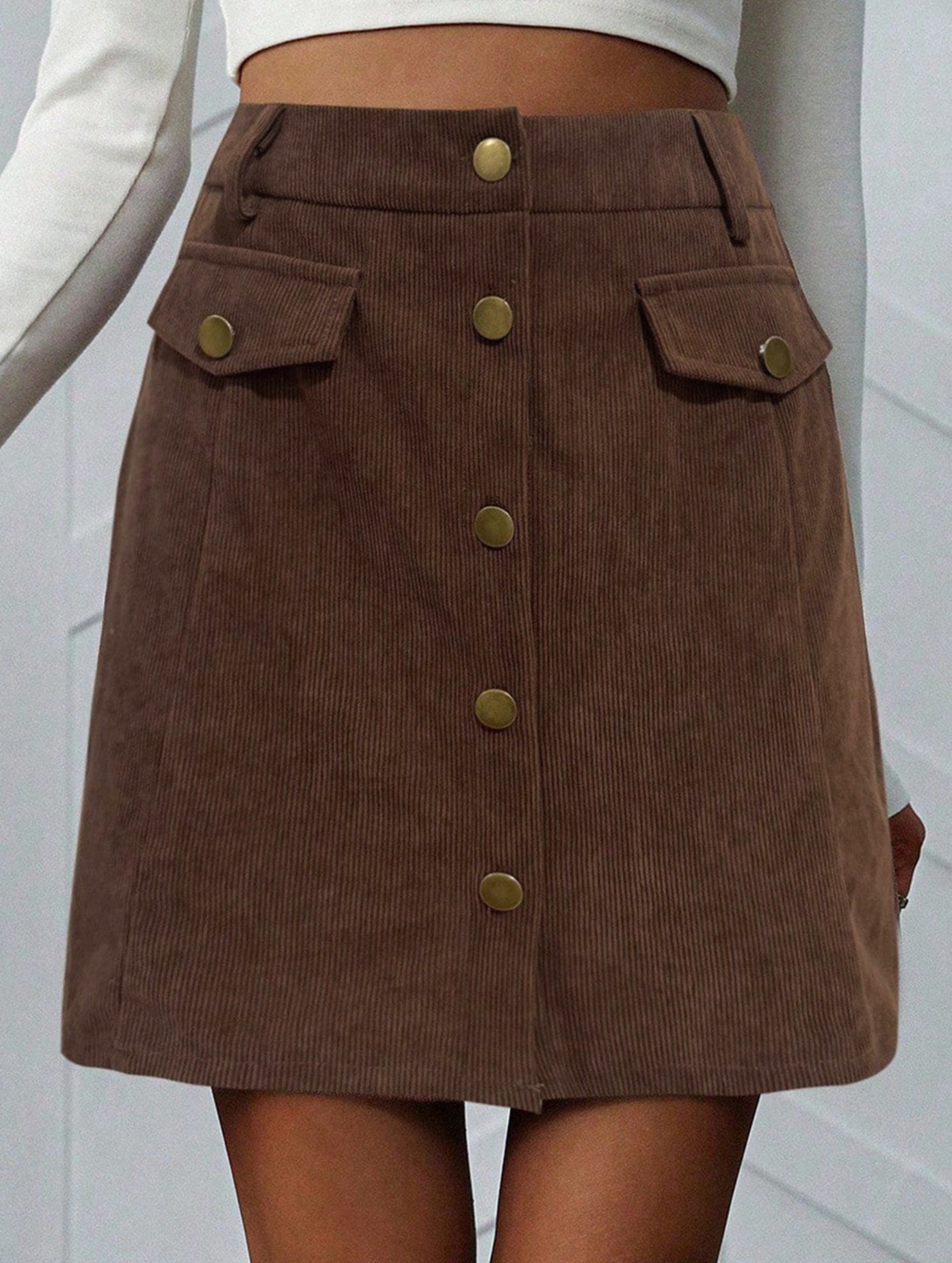 Ribbed solid color high-waisted mini skirt