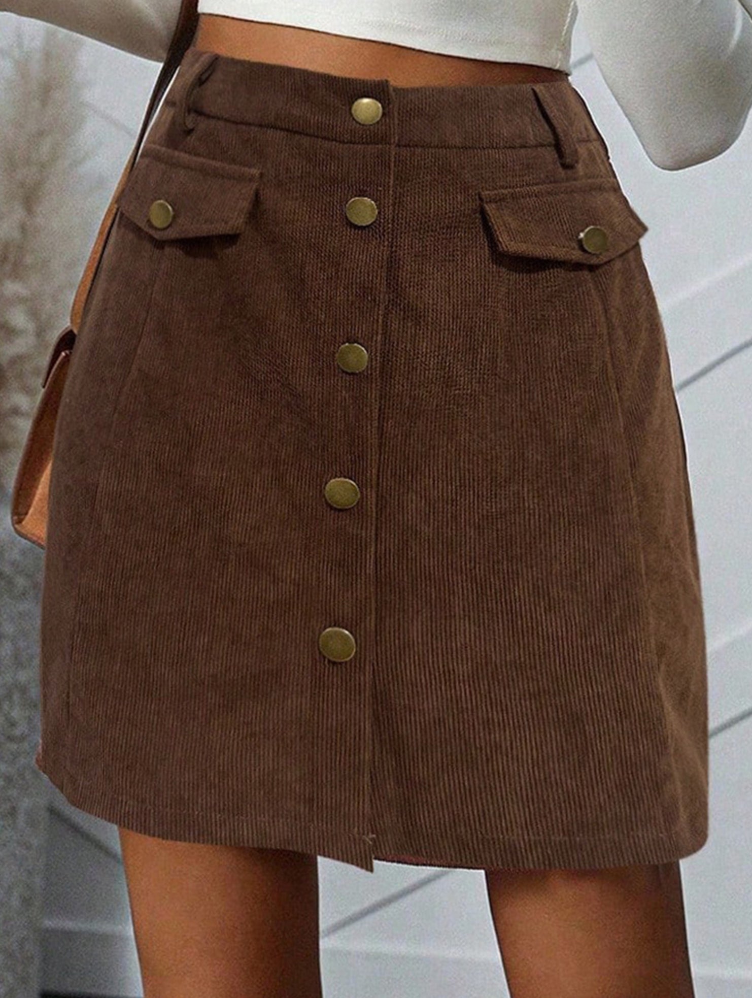 Ribbed solid color high-waisted mini skirt