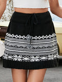 Jacquard short knit bodycon skirt