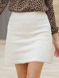 Knitted bodycon skirt, mid-waist A-line mini skirt