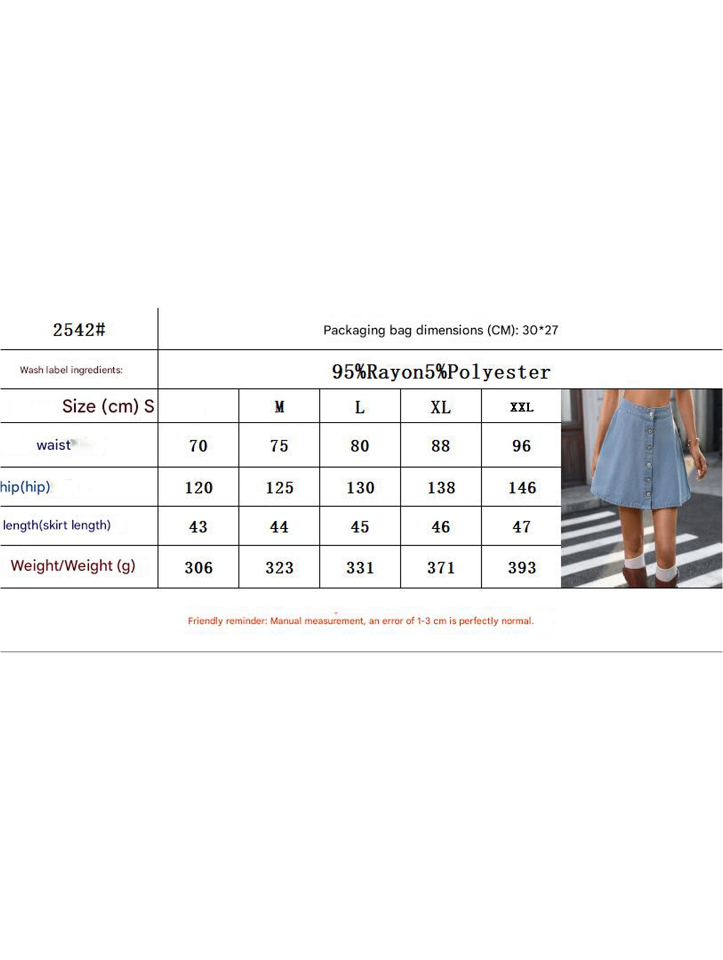 Washed Denim Button A Line Mini Skirt_CWBSS00255