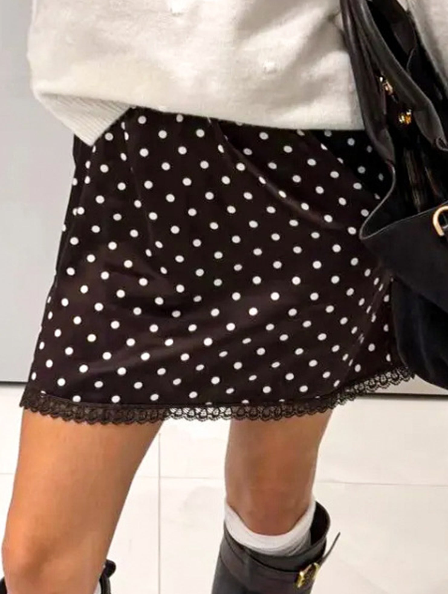 Polka Dot Straight Mini Skirt for Work