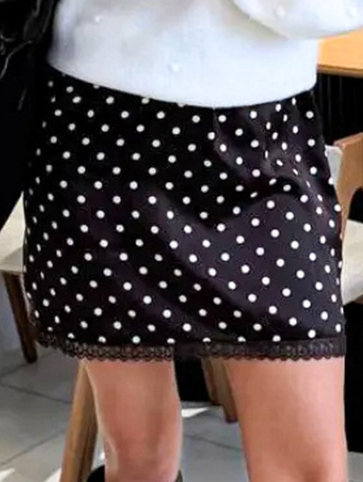 Polka Dot Straight Mini Skirt for Work