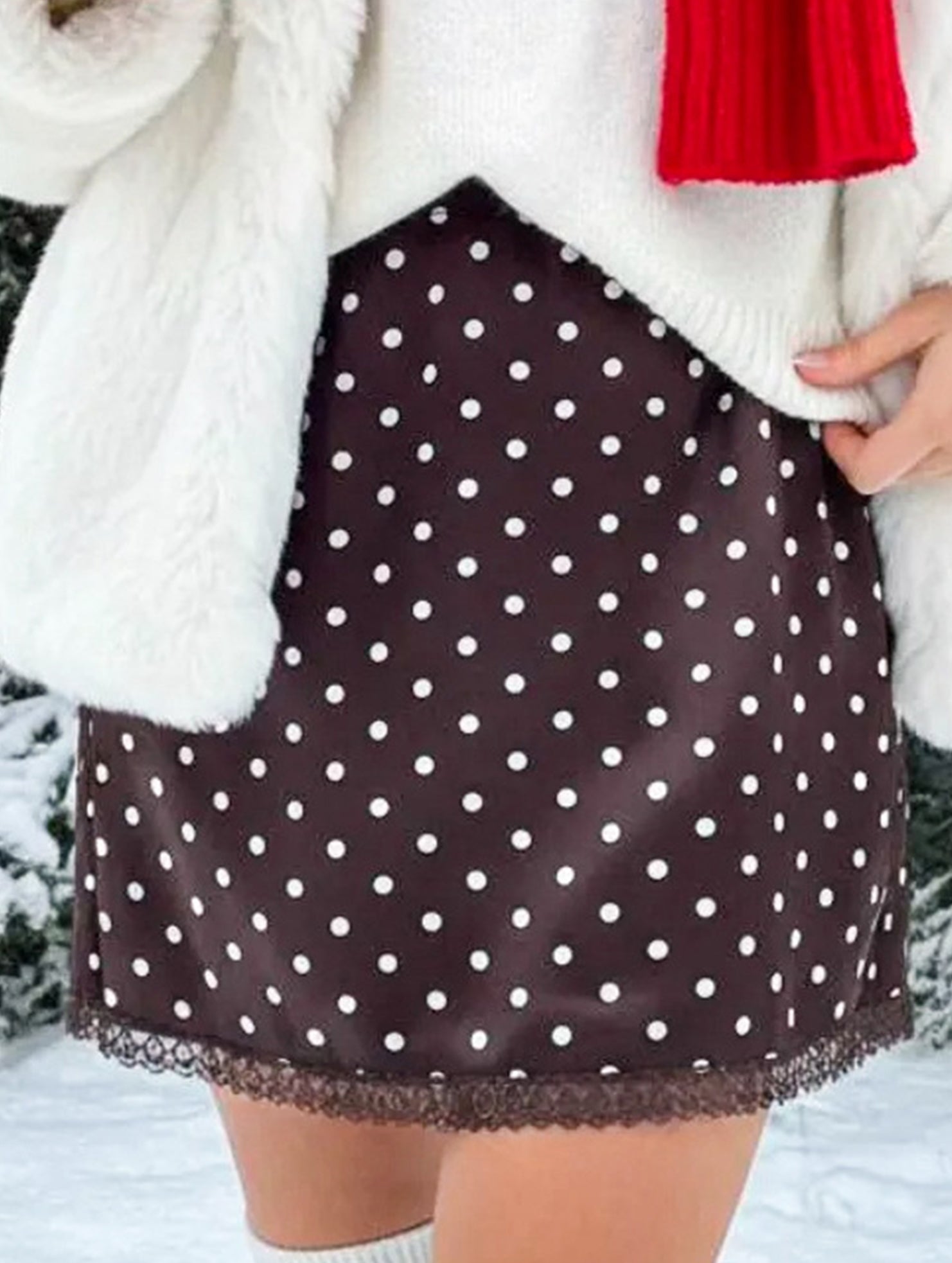 Polka Dot Straight Mini Skirt for Work