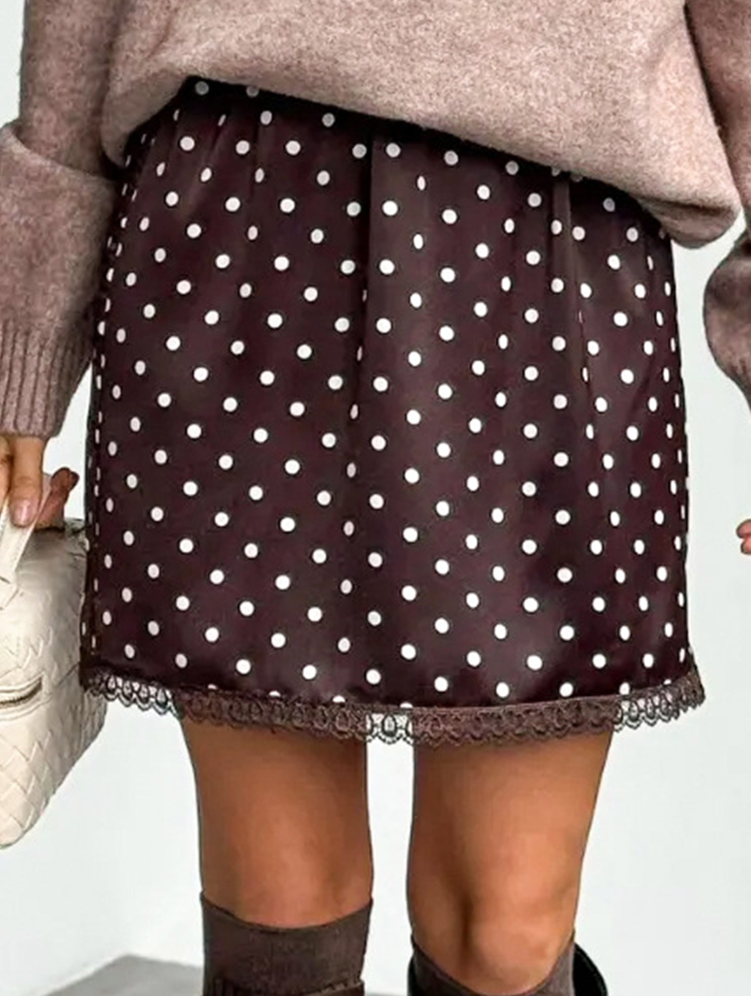 Polka Dot Straight Mini Skirt for Work